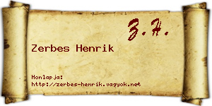 Zerbes Henrik névjegykártya